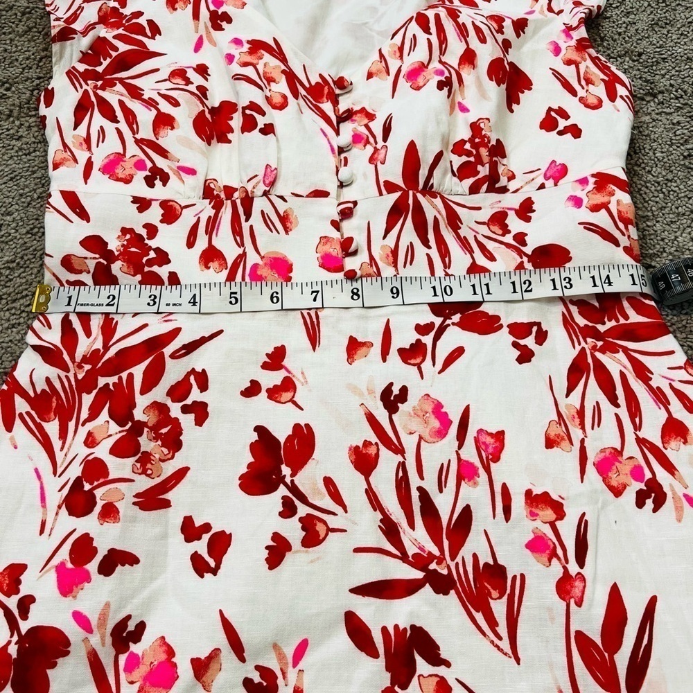 Banana Republic Linen & Cotton Blend Red, Pink & White Floral Mini Dress. Size 8 - Picture 14 of 16